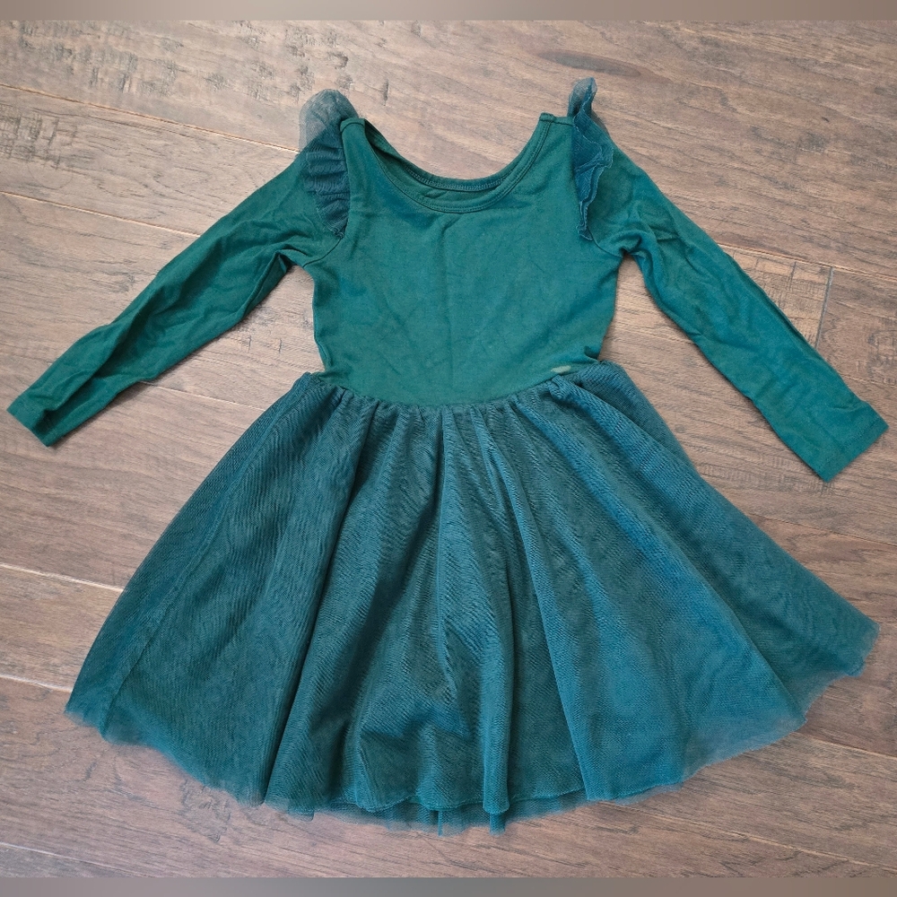Little Sleepies Teal Green Long Sleeve Tulle Skater Dress